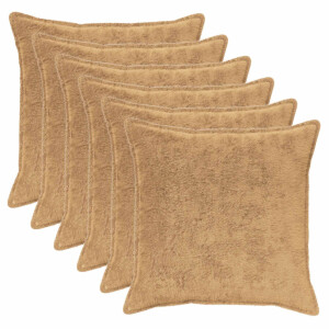 vidaXL Kussensloop 6 st HOUTEN Taupe 65 x 65 cm Nep Konijnenbont