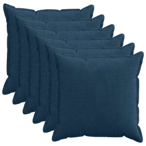 vidaXL Kussensloop 6 st HOUTEN Marineblauw 70 x 70 cm corduroy