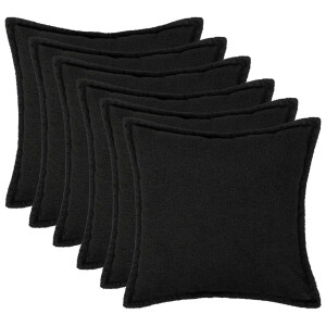vidaXL Kussensloop 6 pcs HOUTEN Zwart 80 x 80 cm Bouclé