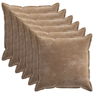 vidaXL Kussensloop 6 st HOUTEN Bruin 80 x 80 cm Chenille Stof