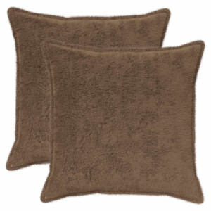 vidaXL Kussensloop 2 st HOUTEN Licht Bruin 80 x 80 cm Nep Konijnenbont