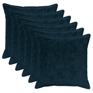 vidaXL Kussensloop 6 st HOUTEN Marineblauw 80 x 80 cm Nep Konijnenbont