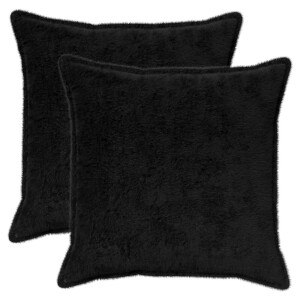 vidaXL Kussensloop 2 st HOUTEN Zwart 80 x 80 cm Nep Konijnenbont