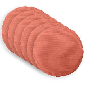 vidaXL Kussensloop 6 pcs HEERLEN Rood-oranje Ø 50 cm corduroy