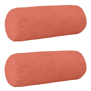 vidaXL Kussensloop 2 pcs HEERLEN Rood-oranje Ø 15 x 40 cm corduroy