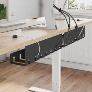 vidaXL Kabelgoot voor onder bureau 2 st Zwart 43 x 10 x 10 cm Staal
