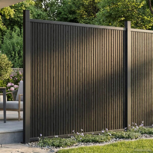 vidaXL Hekpaneel WPC en Aluminium Zwart