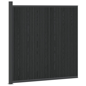 vidaXL Hekpaneel WPC en Aluminium Zwart