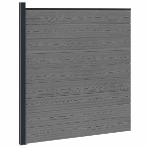 vidaXL Hekpaneel WPC en Aluminium Grijs