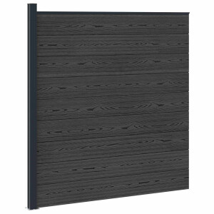 vidaXL Hekpaneel WPC en Aluminium Zwart