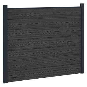 vidaXL Hekpaneel WPC en Aluminium Zwart
