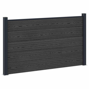 vidaXL Hekpaneel WPC en Aluminium Zwart