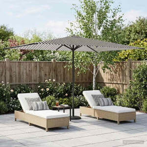 vidaXL Tuinparasol 200 x 300 cm Polyester Rechthoekig Zwart en Wit