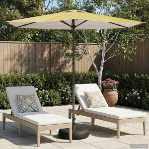 vidaXL Tuinparasol 270 x 270 cm Polyester Rechthoekig Geel en Wit