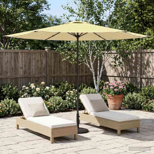 vidaXL Tuinparasol 300 x 300 cm Polyester Rechthoekig Geel en Wit