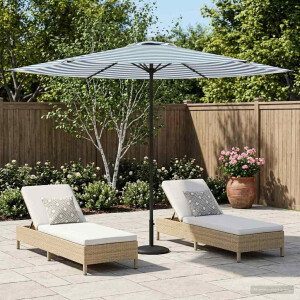 vidaXL Tuinparasol 300 x 300 cm Polyester Rechthoekig Blauw en Wit