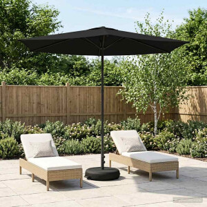 vidaXL Tuinparasol met Basis 270 x 270 cm Polyester Rechthoekig Zwart