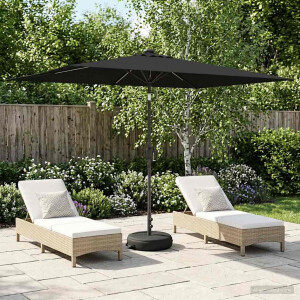 vidaXL Tuinparasol met LED-lampen en voet 200 x 300 cm Polyester Zwart