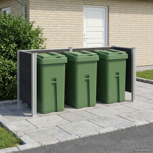 vidaXL Afvalbak Schutting Grijs 237 x 85 x 115 cm Aluminium en WPC