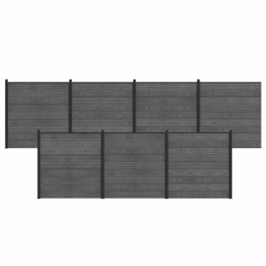 vidaXL Hekpaneel 7 pcs WPC en Aluminium Grijs