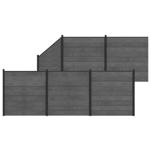 vidaXL Hekpaneel 6 pcs WPC en Aluminium Grijs