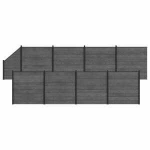 vidaXL Hekpaneel 9 pcs WPC en Aluminium Grijs