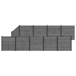 vidaXL Hekpaneel 10 pcs WPC en Aluminium Grijs