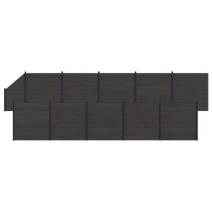 vidaXL Hekpaneel 11 pcs WPC en Aluminium Zwart