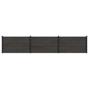 vidaXL Hekpaneel 3 pcs WPC en Aluminium Zwart