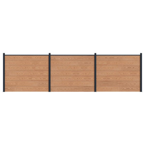 vidaXL Hekpaneel 3 pcs WPC en Aluminium Bruin
