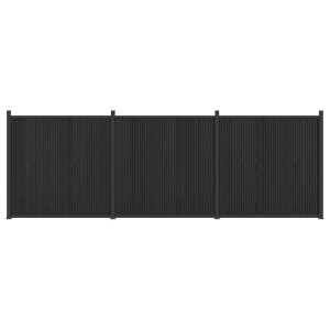 vidaXL Hekpaneel 3 pcs WPC en Aluminium Zwart