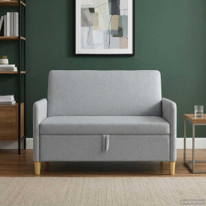 vidaXL Bank met opslag Lichtgrijs 122 x 78 x 87 cm Polyester