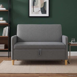vidaXL Bank met opslag Donkergrijs 122 x 78 x 87 cm Polyester