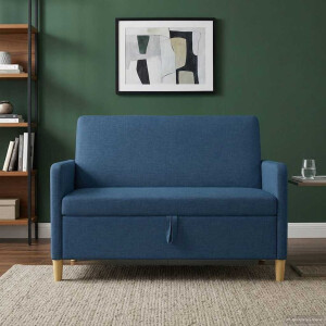 vidaXL Bank met opslag Blauw 122 x 78 x 87 cm Polyester