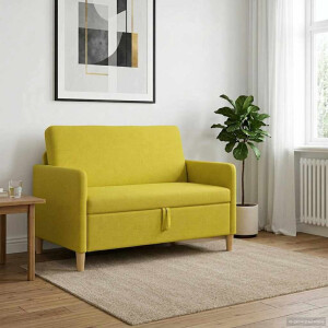 vidaXL Bank met opslag Lichtgeel 122 x 78 x 87 cm Polyester