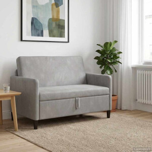 vidaXL Bank met opslag Lichtgrijs 122 x 78 x 87 cm Polyester