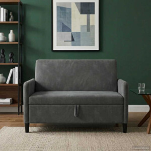vidaXL Bank met opslag Donkergrijs 122 x 78 x 87 cm Polyester