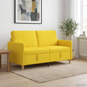 vidaXL Bank met opslag Lichtgeel 152 x 78 x 87 cm Polyester