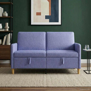 vidaXL Bank met opslag Jeans Blauw 152 x 78 x 87 cm Polyester
