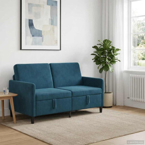 vidaXL Bank met opslag Blauw 152 x 78 x 87 cm Polyester