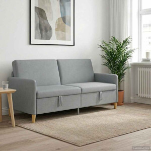 vidaXL Bank met opslag Lichtgrijs 192 x 78 x 87 cm Polyester