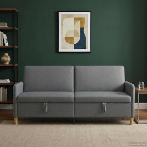 vidaXL Bank met opslag Donkergrijs 192 x 78 x 87 cm Polyester