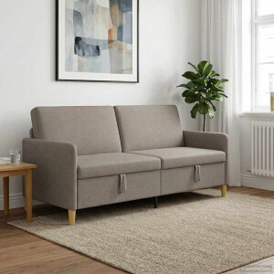 vidaXL Bank met opslag Taupe 192 x 78 x 87 cm Polyester