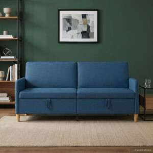 vidaXL Bank met opslag Blauw 192 x 78 x 87 cm Polyester