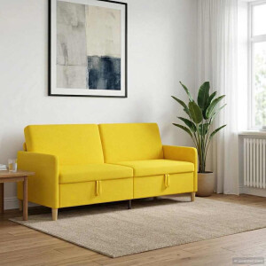 vidaXL Bank met opslag Lichtgeel 192 x 78 x 87 cm Polyester