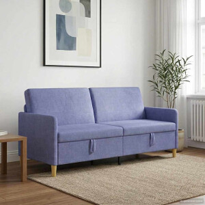vidaXL Bank met opslag Jeans Blauw 192 x 78 x 87 cm Polyester