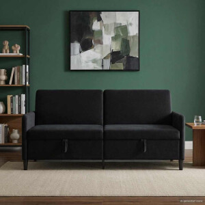 vidaXL Bank met opslag Zwart 192 x 78 x 87 cm Polyester