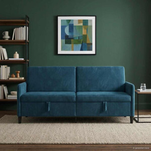 vidaXL Bank met opslag Blauw 192 x 78 x 87 cm Polyester