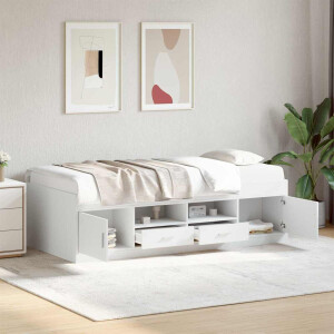 vidaXL Bedframe met opslag met lade Wit 80 x 200 cm Bewerkt hout