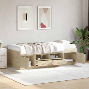vidaXL Bedframe met opslag Sonoma Eiken 80 x 200 cm Bewerkt hout